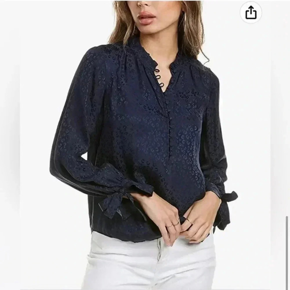 NWT Rebecca Taylor Silk Longsleeve Cheetah Jacquard Top size 0 - Picture 11 of 11